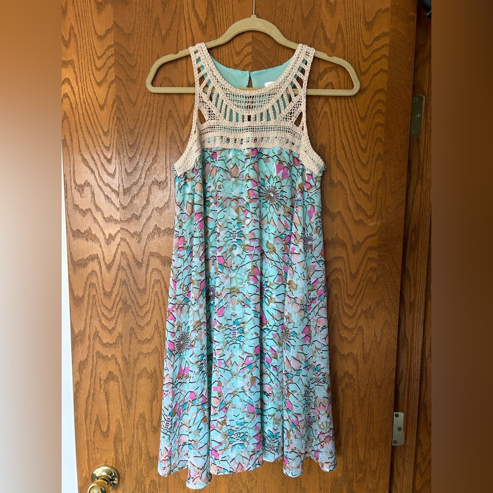 Xhilaration Crochet Top Geometric Patterned Flowy Dress